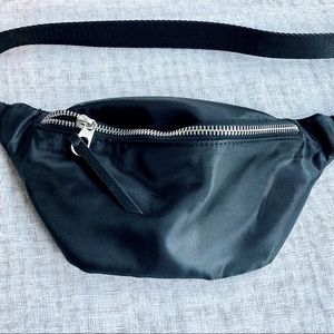 Adjustable Black Vinyl Fanny Pack